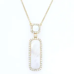 14K Yellow Gold Halo Moonstone And Diamond Necklace