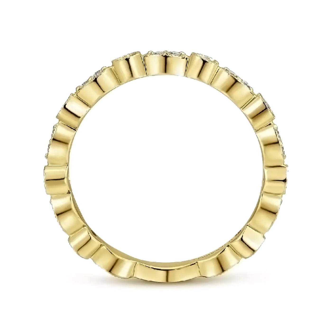 14K Yellow Gold Marquise and Round Station Diamond Ring