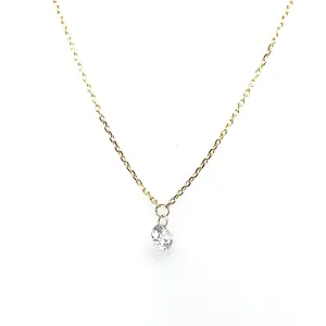 14K Yellow Gold Naked Diamonds Solitaire Natural Diamond Necklace