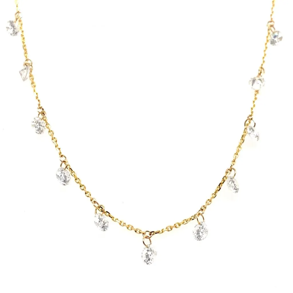 14K Yellow Gold Naked Diamonds Station Necklace