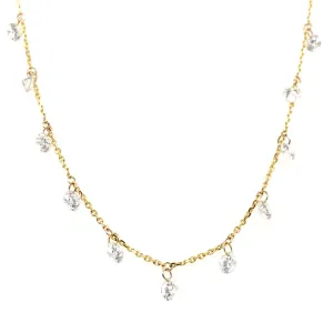 14K Yellow Gold Naked Diamonds Station Necklace