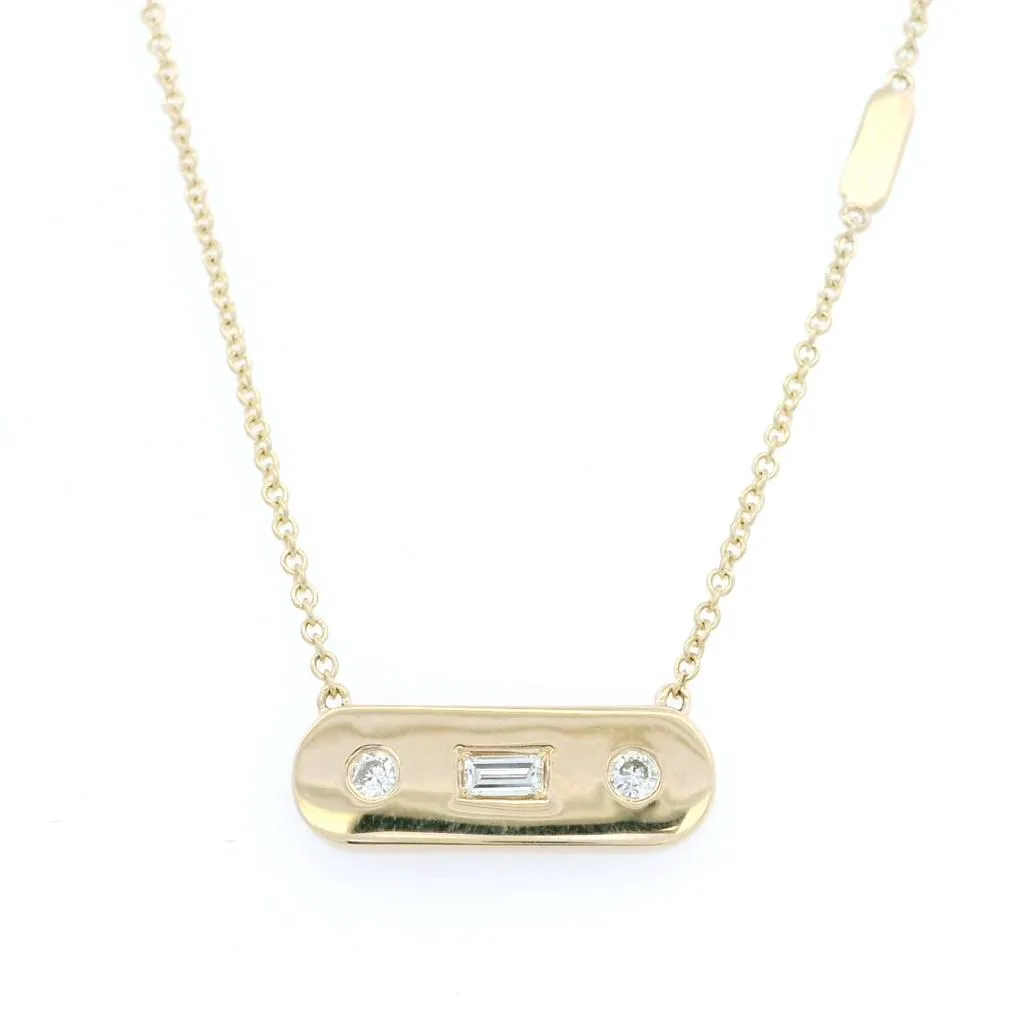 14K Yellow Gold Natural Diamonds Bar Necklace