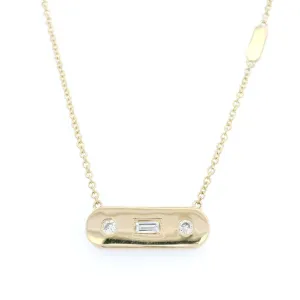 14K Yellow Gold Natural Diamonds Bar Necklace