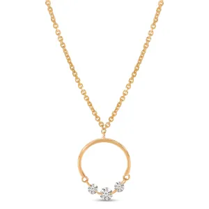 14K Yellow Gold Natural Diamonds Circle Necklace