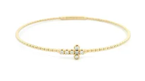 14K Yellow Gold Natural Diamonds Cross Flex Bracelet