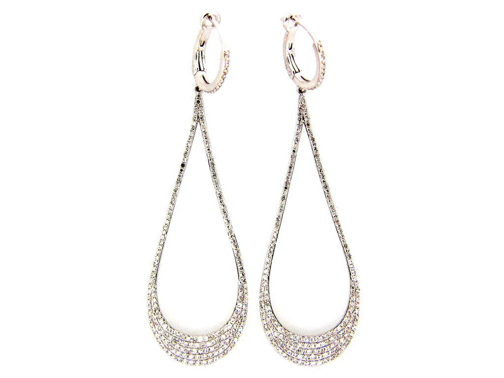 14K Yellow Gold Natural Diamonds Dangle Earrings