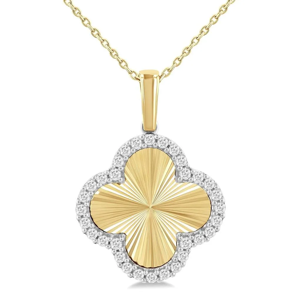 14K Yellow Gold Natural Diamonds Flower Pendant