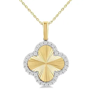 14K Yellow Gold Natural Diamonds Flower Pendant