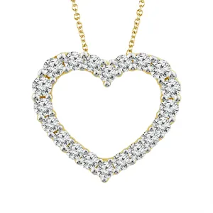 14K Yellow Gold Natural Diamonds Heart Pendant Necklace