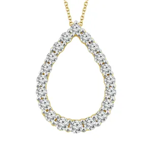 14K Yellow Gold Natural Diamonds Pear Pendant Necklace