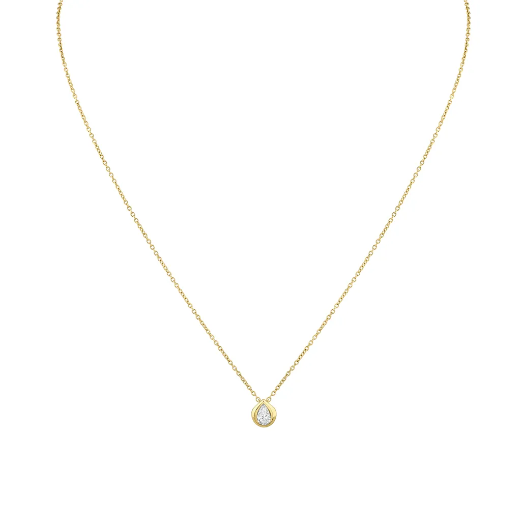 14K Yellow Gold Natural Diamonds Solitaire Necklace