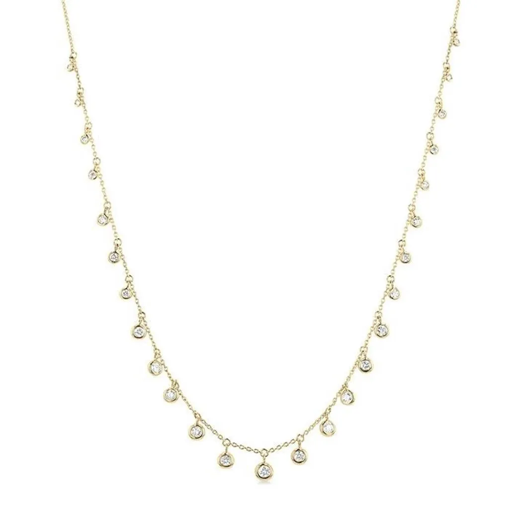 14K Yellow Gold Natural Diamonds Station Necklace