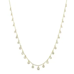14K Yellow Gold Natural Diamonds Station Necklace
