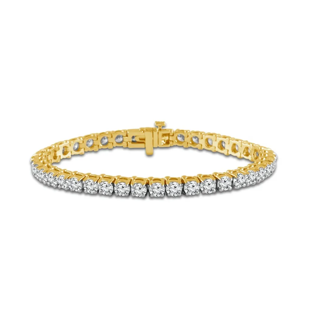 14K Yellow Gold Natural Diamonds Tennis Bracelet