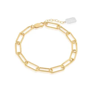 14K Yellow Gold Overlay Heavy Rectangle Bracelet