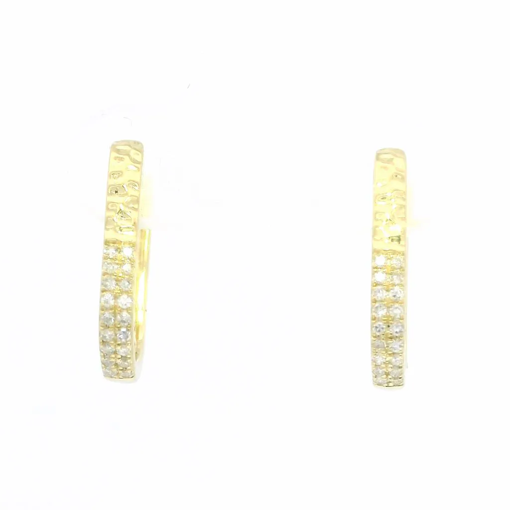 14K Yellow Gold Pav Diamond Small Earrings