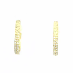 14K Yellow Gold Pav Diamond Small Earrings