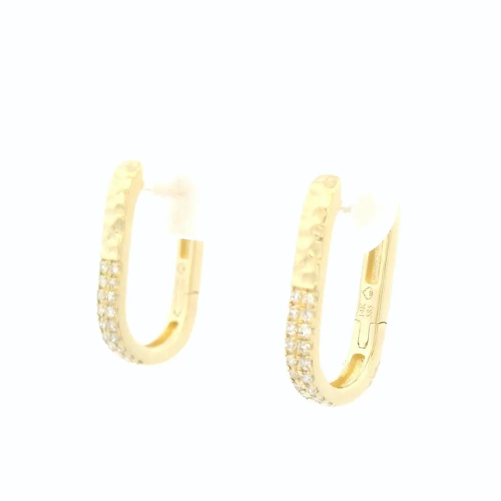 14K Yellow Gold Pav Diamond Small Earrings