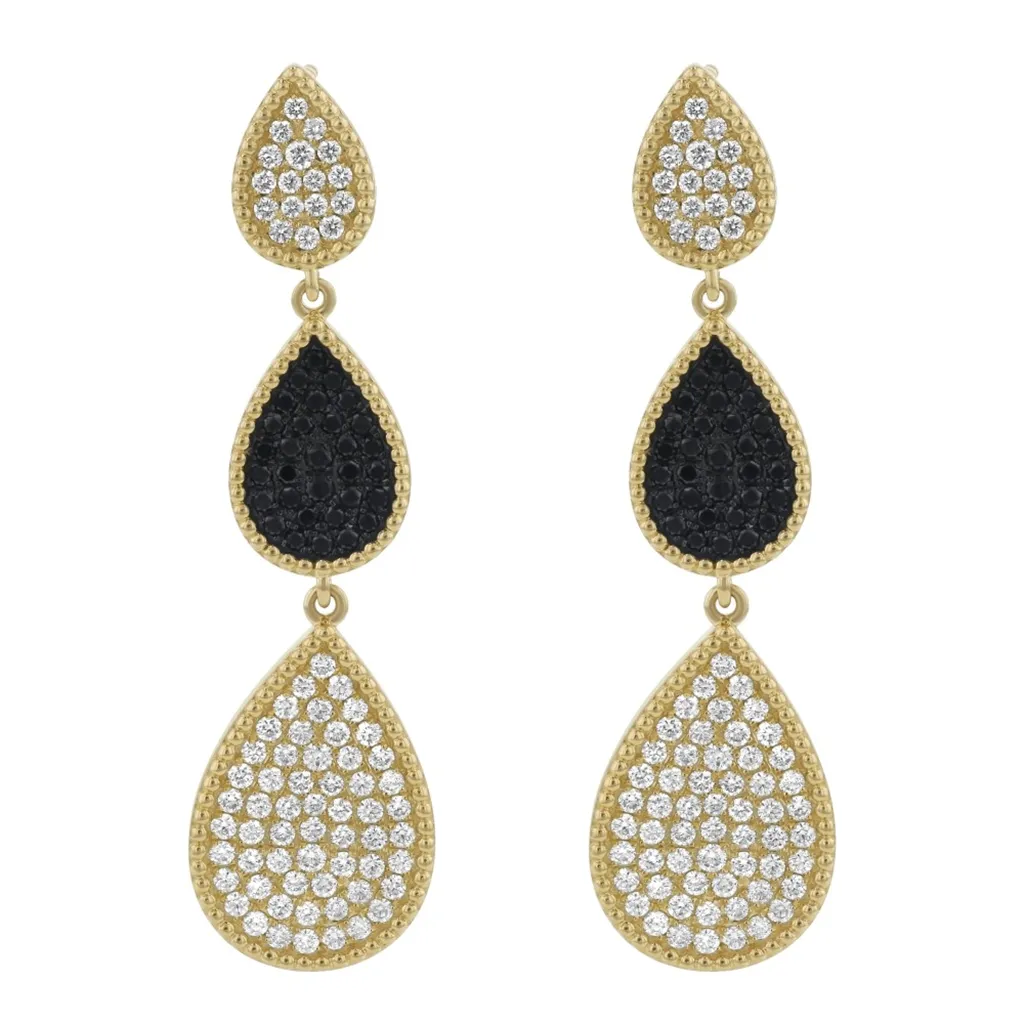 14K Yellow Gold Pear Shaped Drop Earrings Dangle Diamond Earring