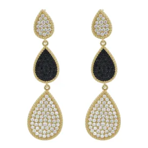 14K Yellow Gold Pear Shaped Drop Earrings Dangle Diamond Earring