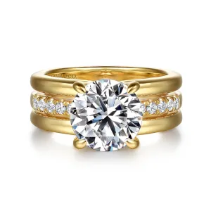 14K Yellow Gold 'Reeba' Wide Band Round Natural Diamonds Engagement Ring