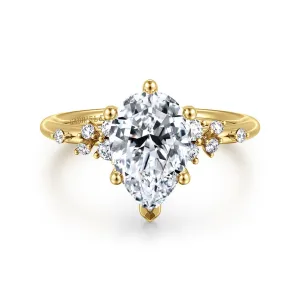 14K Yellow Gold 'Reena' Classic Pear Natural Diamonds Engagement Ring