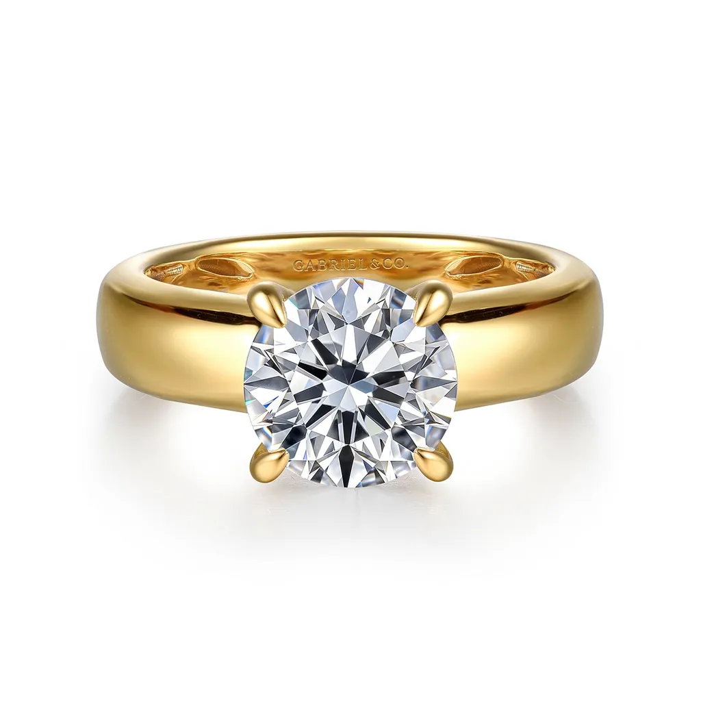 14K Yellow Gold 'Reeve' Hidden Halo Round Natural Diamonds Engagement Ring