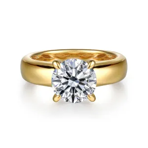 14K Yellow Gold 'Reeve' Hidden Halo Round Natural Diamonds Engagement Ring