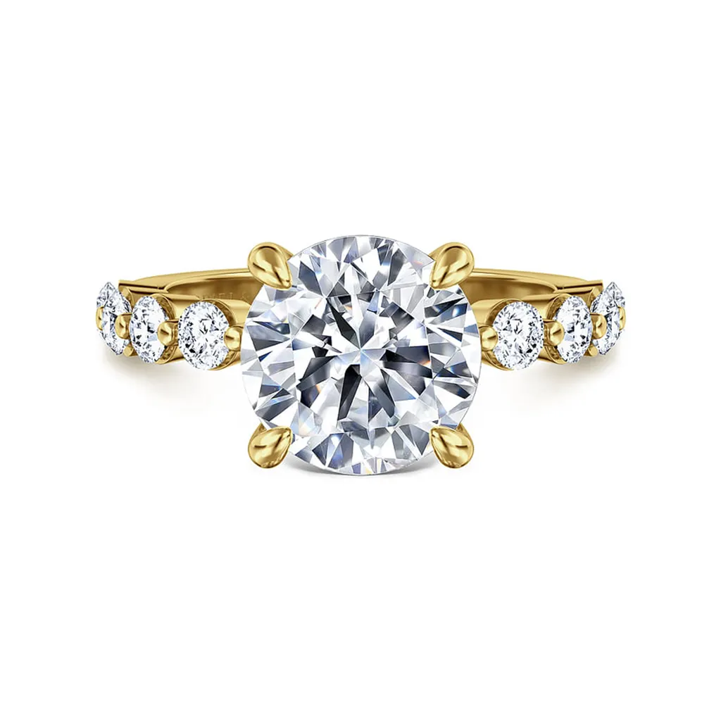 14K Yellow Gold 'Silvey' Classic Round Natural Diamonds Engagement Ring