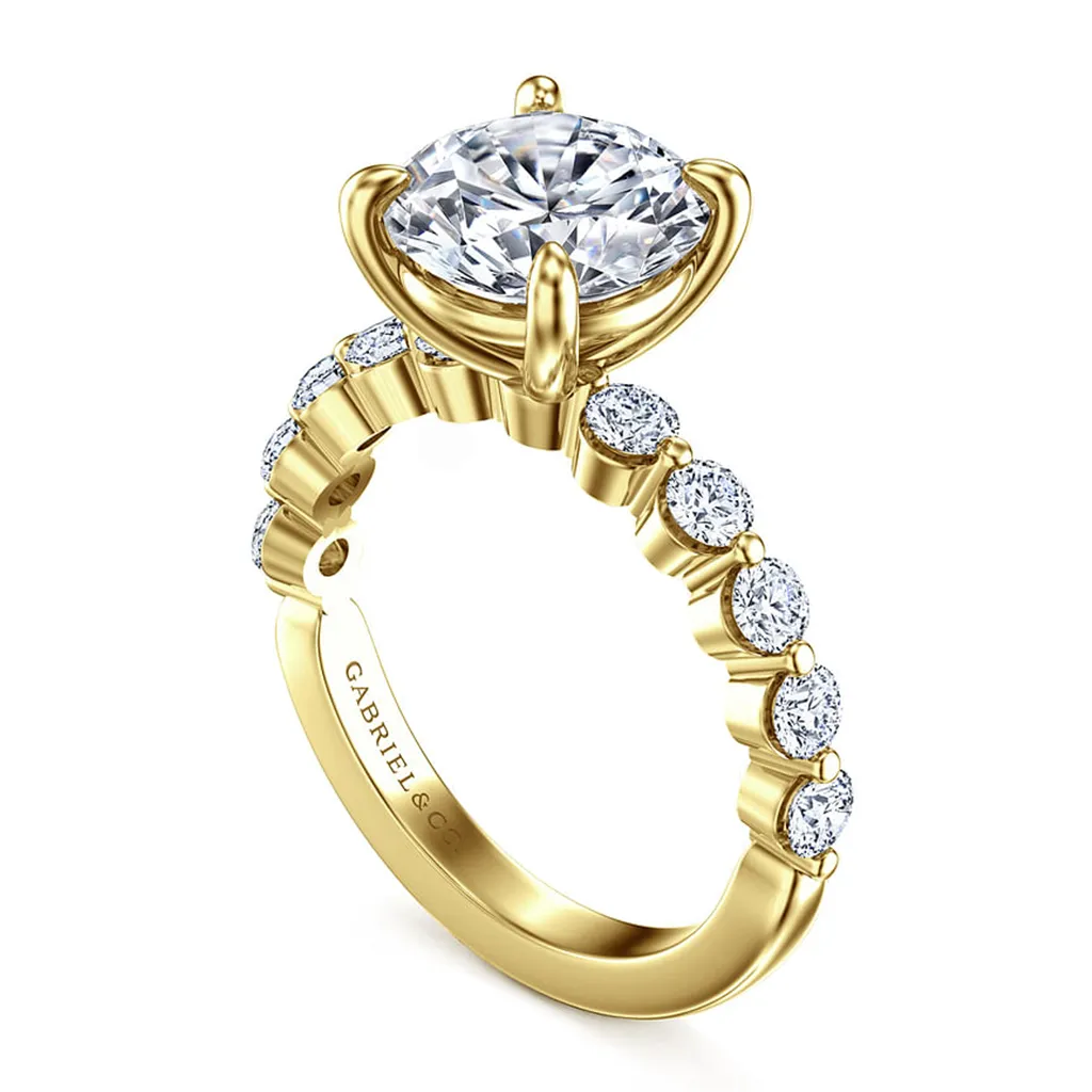 14K Yellow Gold 'Silvey' Classic Round Natural Diamonds Engagement Ring