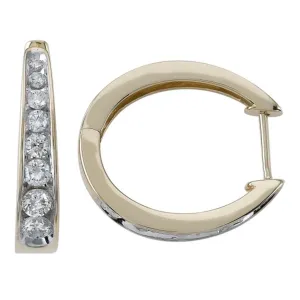 14K Yellow Gold Small Diamond Hoop Earrings