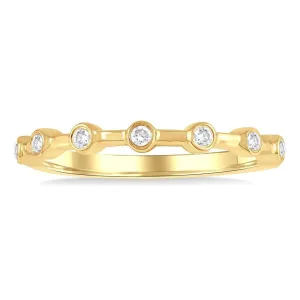 14K Yellow Gold Stackable Natural Diamonds Ring