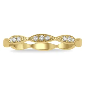 14K Yellow Gold Stackable Natural Diamonds Ring
