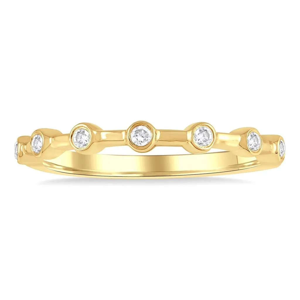 14K Yellow Gold Stackable Natural Diamonds Ring