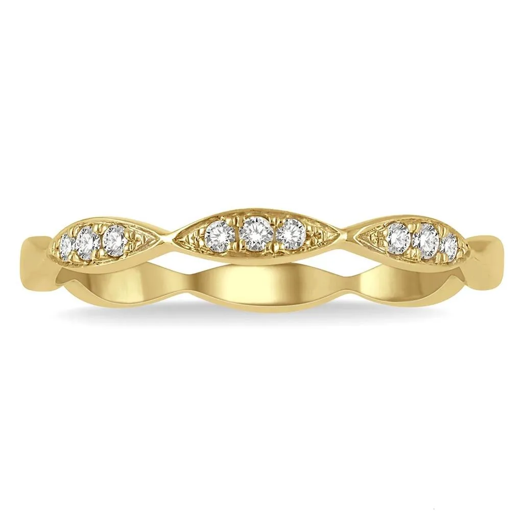 14K Yellow Gold Stackable Natural Diamonds Ring