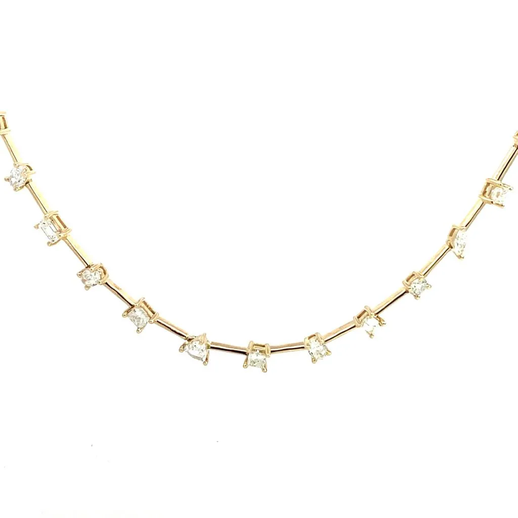 14K Yellow Gold Station Diamond Necklace
