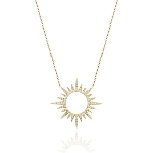 14K Yellow Gold Sunburst Diamond Necklace
