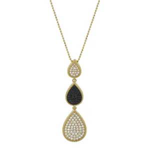 14K Yellow Gold Three Pear Shapes Drop Pendant Diamond Pendant