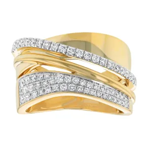 14K Yellow Gold Twisted Natural Diamonds Ring