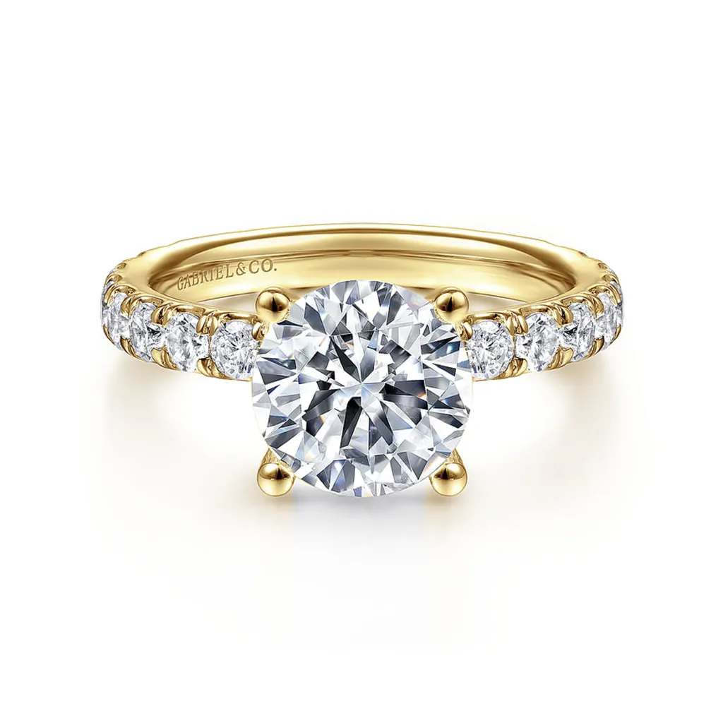 14K Yellow Gold 'Ulani' Classic Round Natural Diamonds Engagement Ring