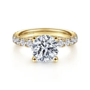 14K Yellow Gold 'Ulani' Classic Round Natural Diamonds Engagement Ring