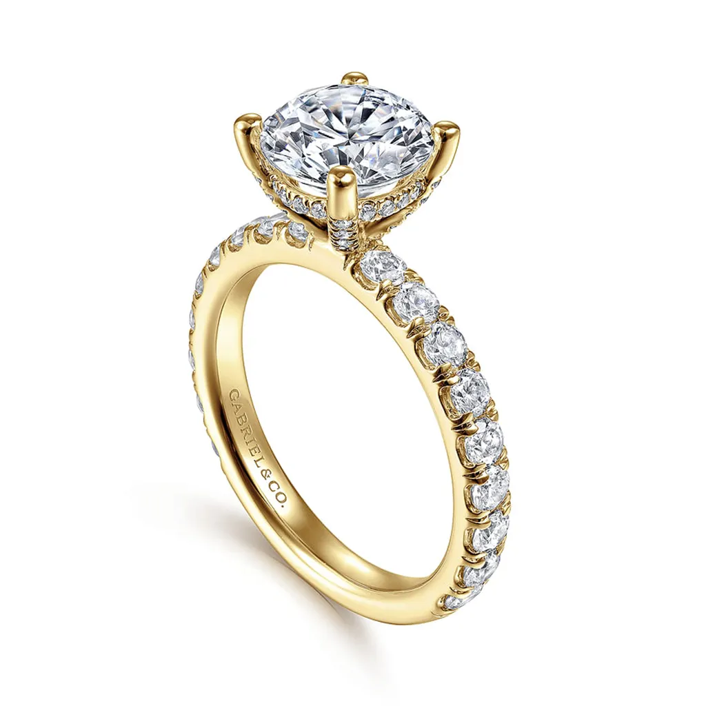 14K Yellow Gold 'Ulani' Classic Round Natural Diamonds Engagement Ring