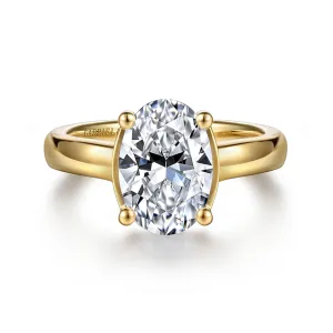 14K Yellow Gold 'Villa' Classic Oval Natural Diamonds Engagement Ring