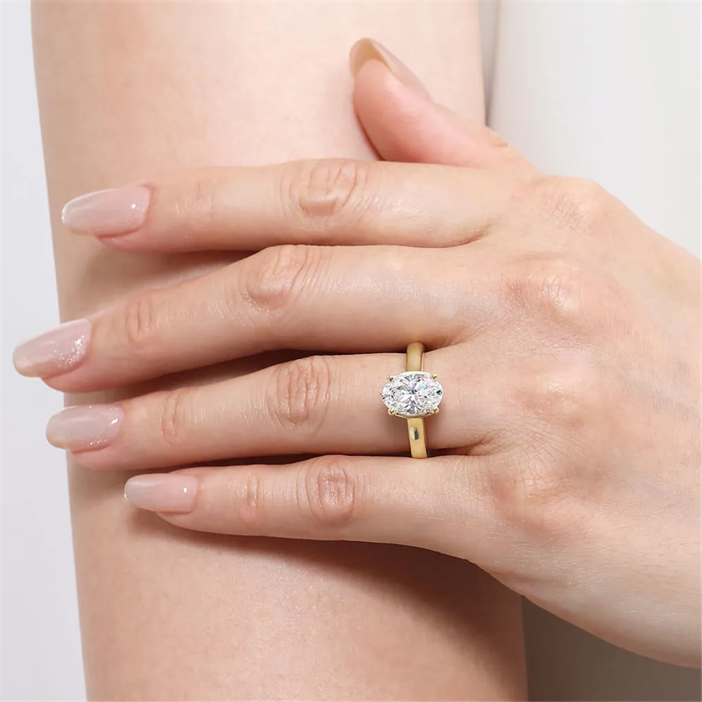 14K Yellow Gold 'Villa' Classic Oval Natural Diamonds Engagement Ring