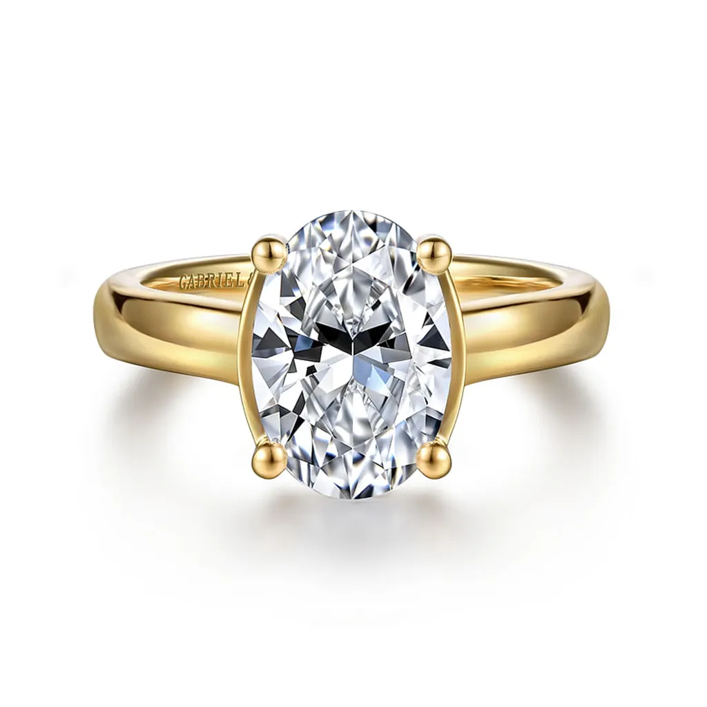 14K Yellow Gold 'Villa' Classic Oval Natural Diamonds Engagement Ring