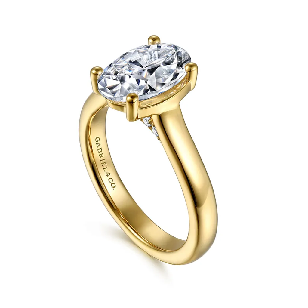 14K Yellow Gold 'Villa' Classic Oval Natural Diamonds Engagement Ring