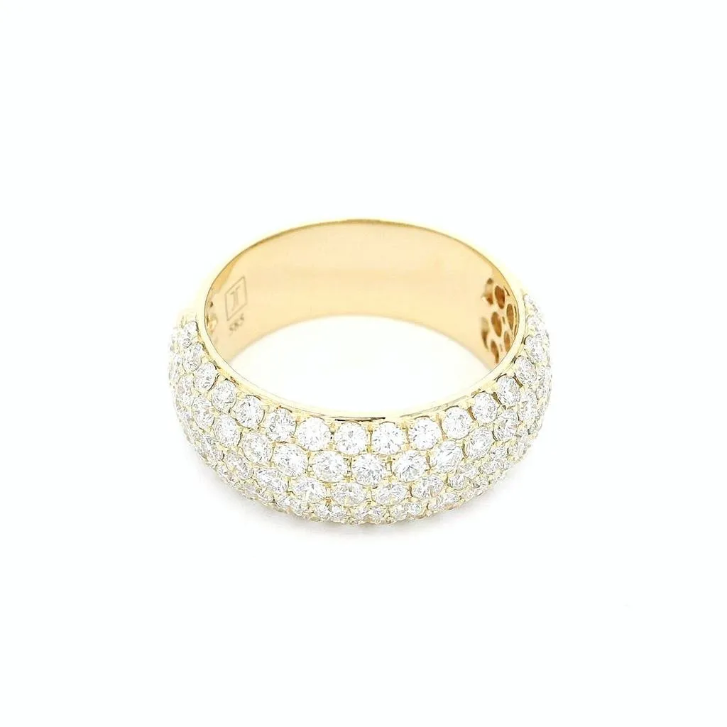 14K Yellow Gold Wide Pav Diamond Band