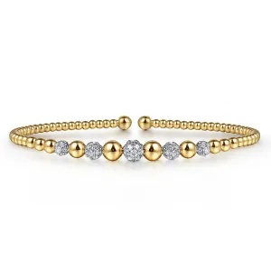 14K Yellow-White Gold Bujukan Diamond Stations Bangle