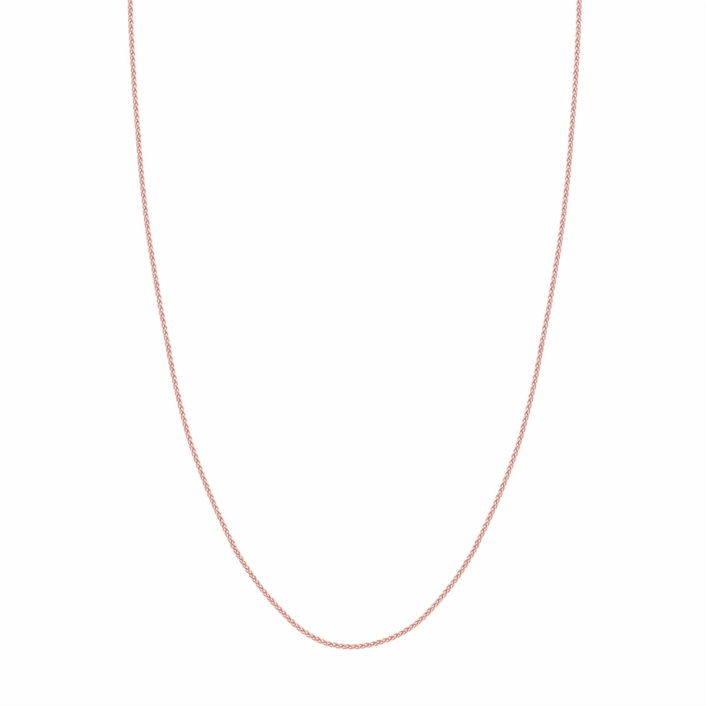 14K Rose Gold 20 Inches Round Wheat Chain