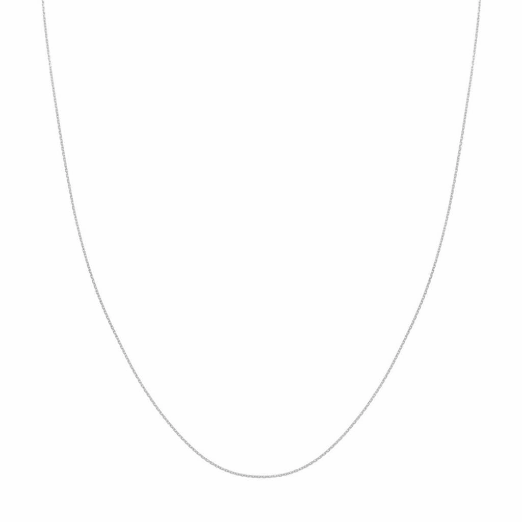 14K White Gold 18 Inches Diamond Cut Cable Chain